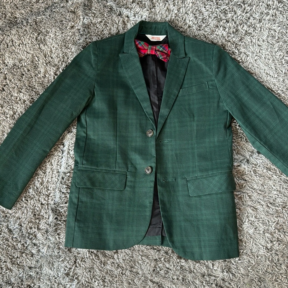 Boys Green Plaid Blazer